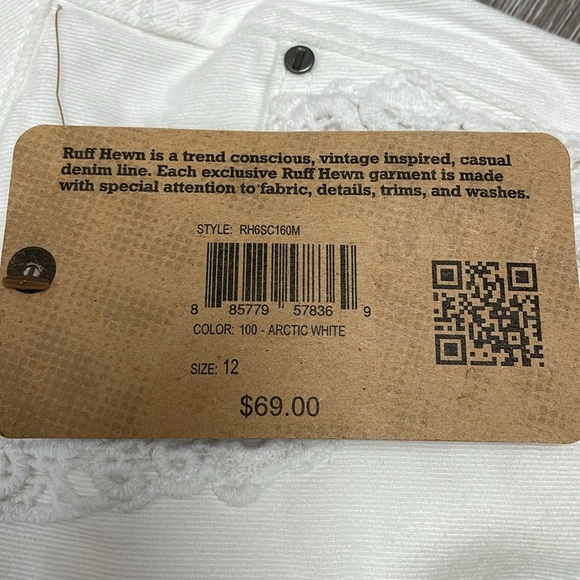 NWT Ruff Hewn True Crop White Denim Jeans Crochet Lace Pocket Detail 12 - Picture 14 of 16